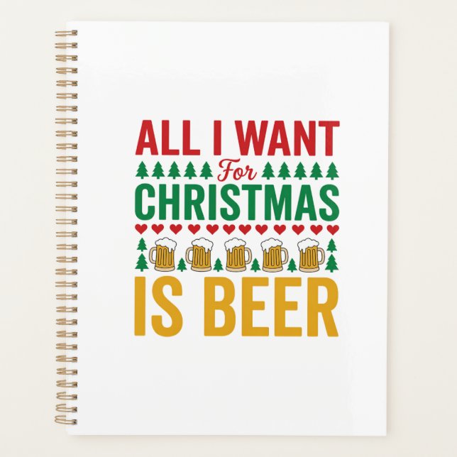 Christmas Beer Funny Holiday Drinking Design Planner (Front)