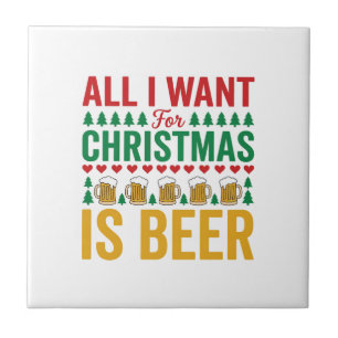 Christmas Beer Funny Holiday Drinking Design Tile