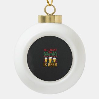 Christmas Beer Holiday Drinking Ceramic Ball Christmas Ornament