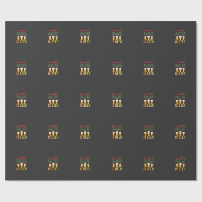 Christmas Beer Holiday Drinking Wrapping Paper (Flat)