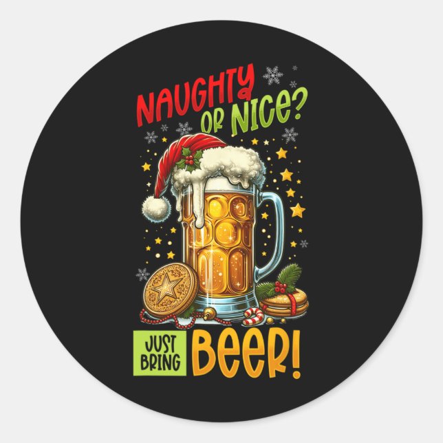 Christmas Beer Lover  Classic Round Sticker (Front)