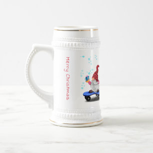 Christmas Beer Stein Gift Skater Gnome with Gifts