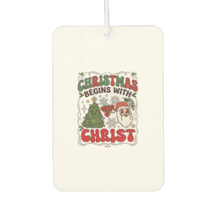 Christmas Begins Christ Santa Claus Tree Snowflake Air Freshener