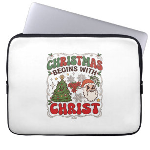 Christmas Begins Christ Santa Claus Tree Snowflake Laptop Sleeve