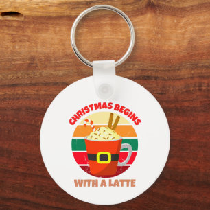 CHRISTMAS BEGINS WITH A LATTE KEYCHAIN