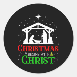 Christmas Begins With Christ Christian Religious J Classic Round Sticker
