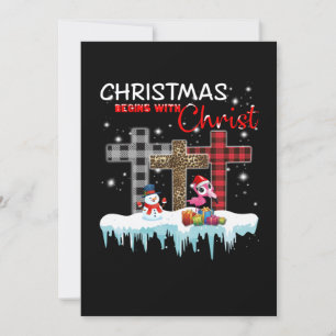 Christmas Begins With Christ Love Flamingo Invitation