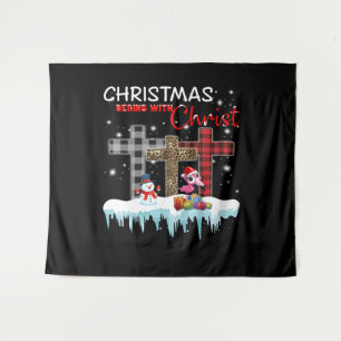 Christmas Begins With Christ Love Flamingo Tapestry