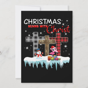Christmas Begins With Christ Love Flamingo Thank You Card