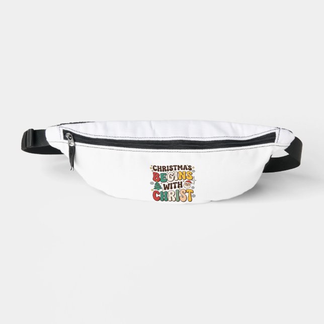 Christmas Begins With Christ Santa Tree Design Fanny Pack (Front)