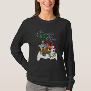 Christmas Begins With Christ Snowman Christian Cro T-Shirt