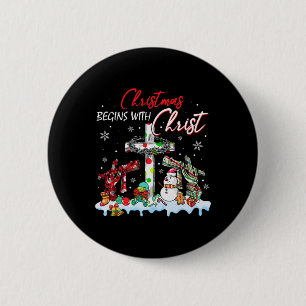 Christmas Begins With Christ Snowman Christian Rel 2 Inch Round Button