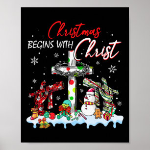 Christmas Begins With Christ Snowman Christian Rel Poster