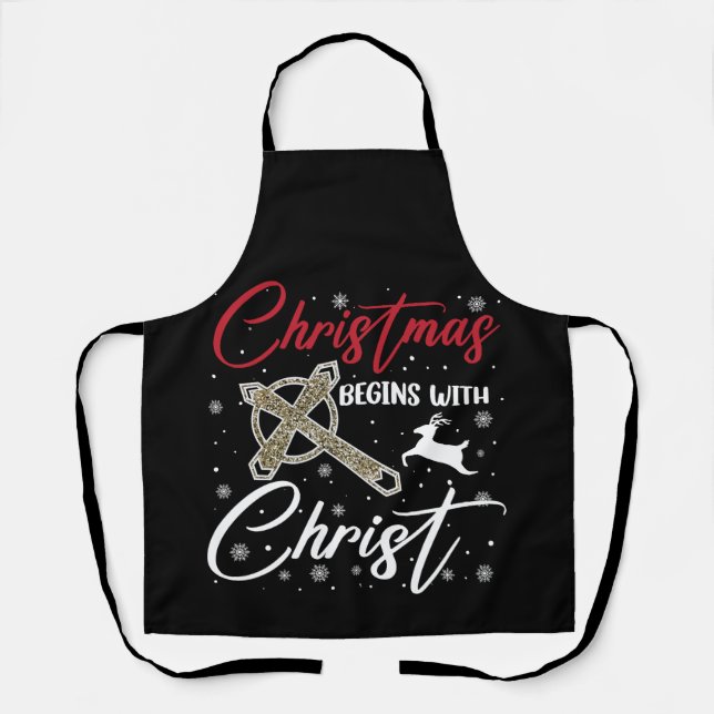 Christmas Begins With Christ Xmas Christian Apron (Front)