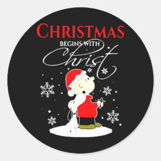 Christmas Begins With Christ Xmas Gift Holiday Classic Round Sticker