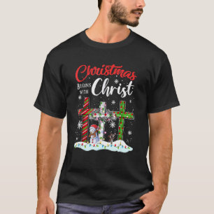 Christmas Begins With Christ Xmas Snowman Ugly Chr T-Shirt