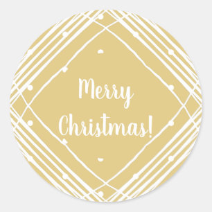 Christmas Beige Merry Christmas Classic Round Sticker