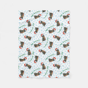 Christmas Belgian Sheepdog Fleece Blanket