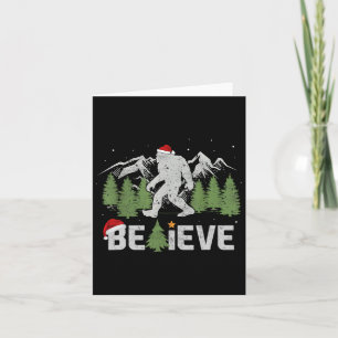 Christmas Believe Bigfoot Funny Xmas Tree For Mens Card