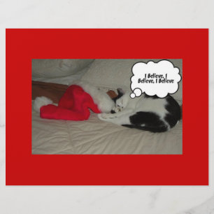 Christmas Believe Black and White Kitten Flyer