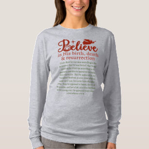 Christmas Believe Jesus Light Grey Long Sleeve T-Shirt