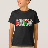 Christmas Believe Lights Santa Hat Candy Cane Elf