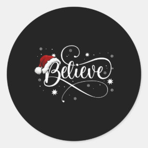 Christmas - Believe Santa Claus Believe Christmas  Classic Round Sticker