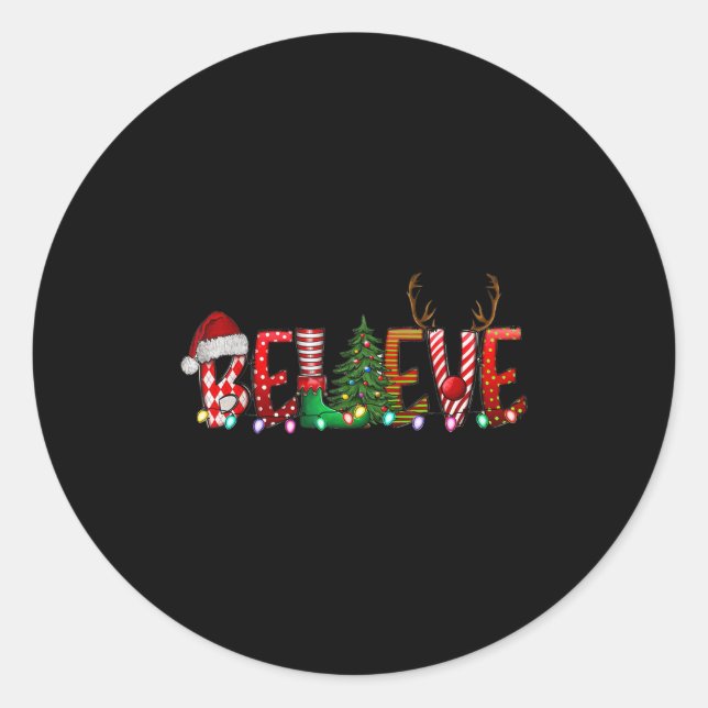 Christmas - Believe Santa Claus Believe Christmas  Classic Round Sticker (Front)
