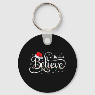 Christmas Believe Santa Claus Funny Family Matchin Keychain