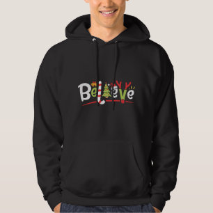 Christmas Believe Santa Hat Xmas Tree Antlers Hoodie