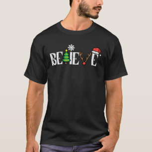 Christmas Believe Santa Xmas Boys Girls Kids Youth T-Shirt