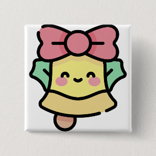 christmas bell 2 inch square button