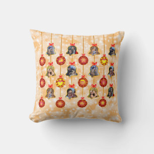 Christmas Bell & Ball Ornaments 6 Photos L-Peach Throw Pillow