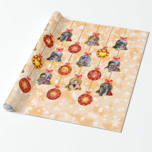 Christmas Bell & Ball Ornaments 6 Photos L-Peach Wrapping Paper