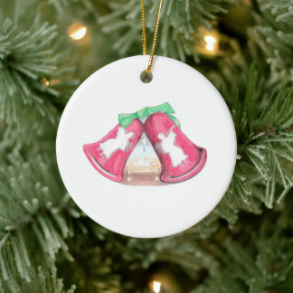 Christmas Bell Creche Ceramic Ornament