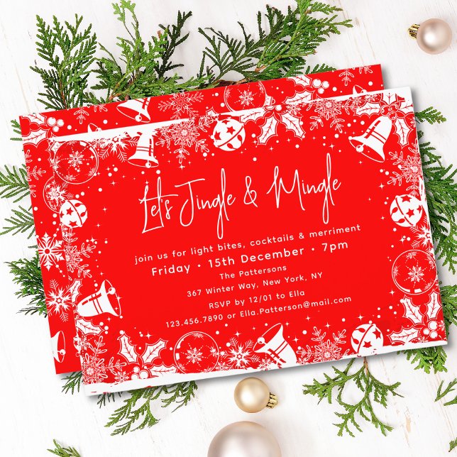 Christmas Bell Jingle and Mingle Fun Modern Winter Invitation (Creator Uploaded)