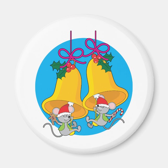 Christmas Bell Mice Magnet (Front)