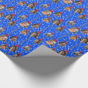 Christmas Bell Ornaments 6 Photo D-blue Wrapping Paper