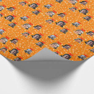 Christmas Bell Ornaments 6 Photo D-Orange Wrapping Paper