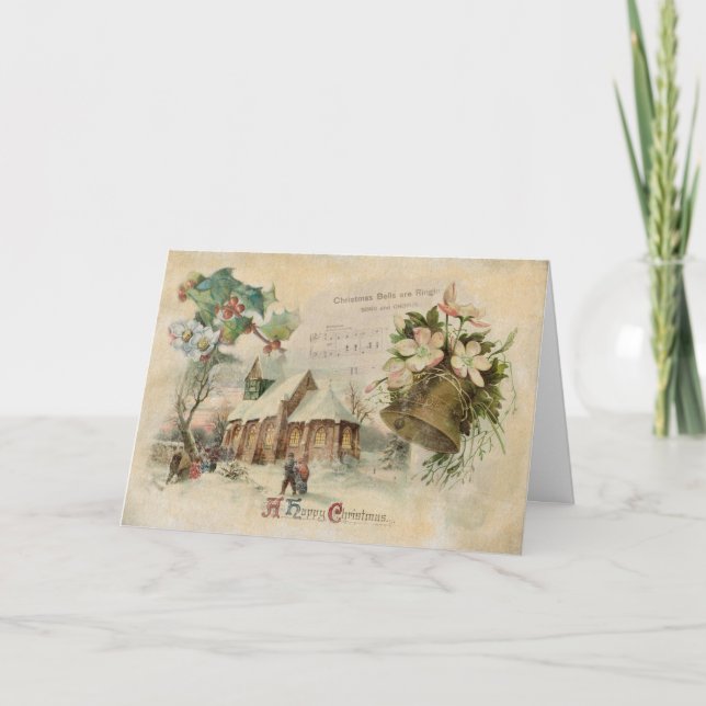 "Christmas Bell" Vintage Christmas Card (Front)
