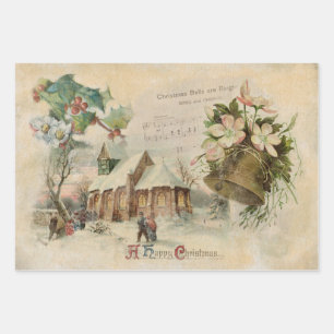 "Christmas Bell" Vintage Wrapping Paper Sheet