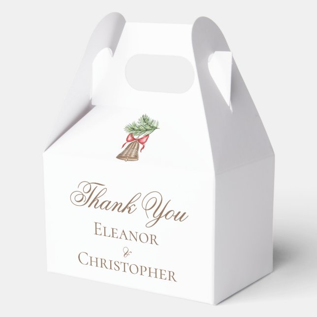 Christmas Bell Wedding Custom Minimalist Favor Box (Front)