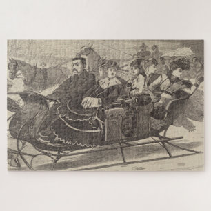 Christmas Belles (Beautiful Women, an Xmas Sleigh) Jigsaw Puzzle
