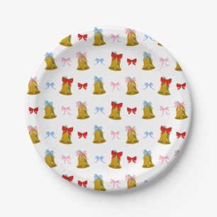 Christmas Bells and Christmas Bows Preppy Classic Paper Plate