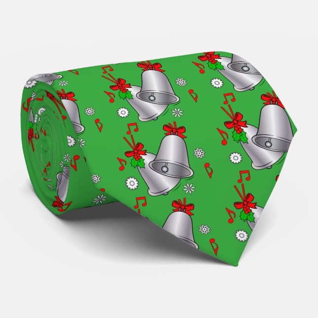 Christmas Bells and Musical Notes Customizable Tie (Rolled)