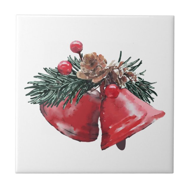 Christmas Bells Decorative Tile – (4.25" x 4.25") (Front)