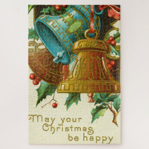 Christmas Bells, Festive Vintage Greeting Card Jigsaw Puzzle