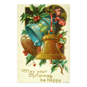 Christmas Bells, Festive Vintage Greeting Card Photo Print