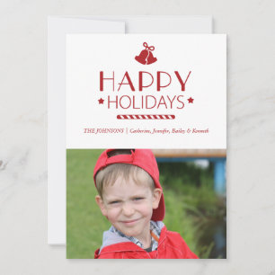 Christmas Bells Happy Holidays Photocard Greetings Holiday Card