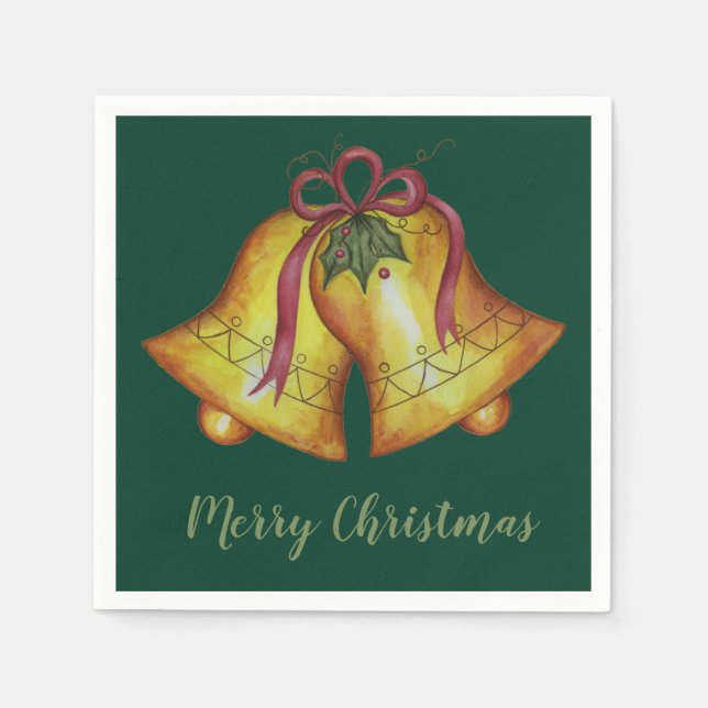 Christmas Bells Holiday Party Dinner Napkin (Front)